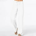 thumbnail image 1 of GaThRRgYP Wide Leg Denim Pants for Women, Women's Spring and Solid Color Elastic Waist Cotton Linen Versatile Straight Tube Casual Wide Leg Pants, 1 of 6