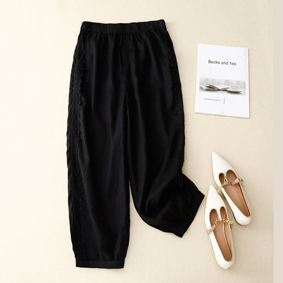 GaThRRgYP Pants for Women,Women's Fashionable and Comfortable Solid Color Casual Large Cropped Pants