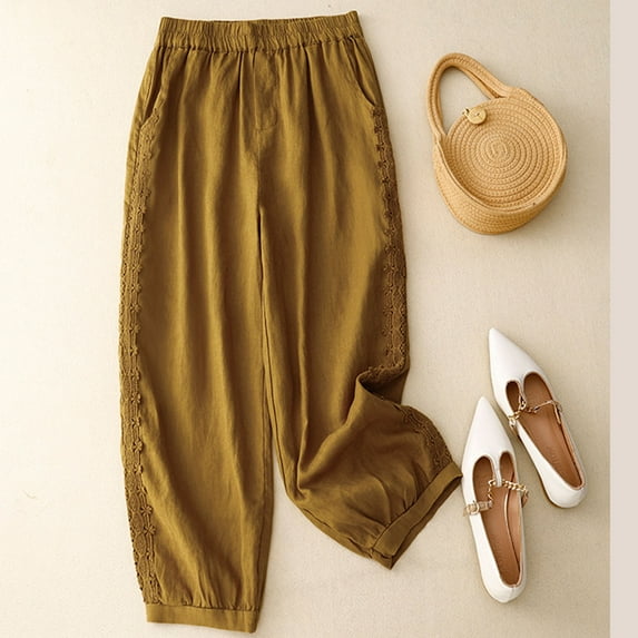 GaThRRgYP Womens High Waisted Jeans, Women's Fashionable and Comfortable Solid Color Casual Large Cropped Pants