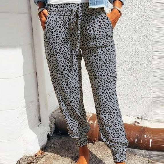 GaThRRgYP Pants for Women Plus Size,Women Casual Trousers Summer Leopard Print Pants Bottoms Athletic Pants