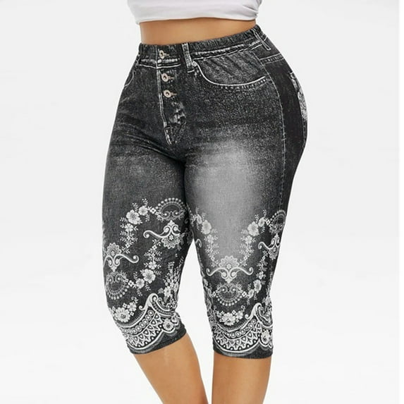 GaThRRgYP Pants for Women Plus Size,Women's Oversized Sexy Temperament Printed Sports Leggings Paired With Hip Lifting Yoga Capris