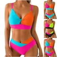thumbnail image 1 of GaThRRgYP Pink Swimsuit,Women's Fashion Color Block Two-Piece Strapless Swimsuit Light Blue L, 1 of 6