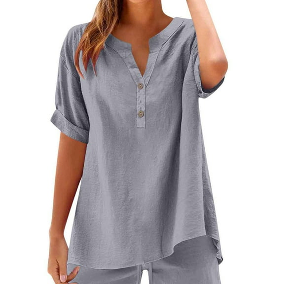 LEBONYARD Summer Womens Shorts,Women's Shorts in Comfortable and Soft Materials,,Women Loose Casual Solid Color and Linen Short Sleeved Tops+Shorts Outwear Set