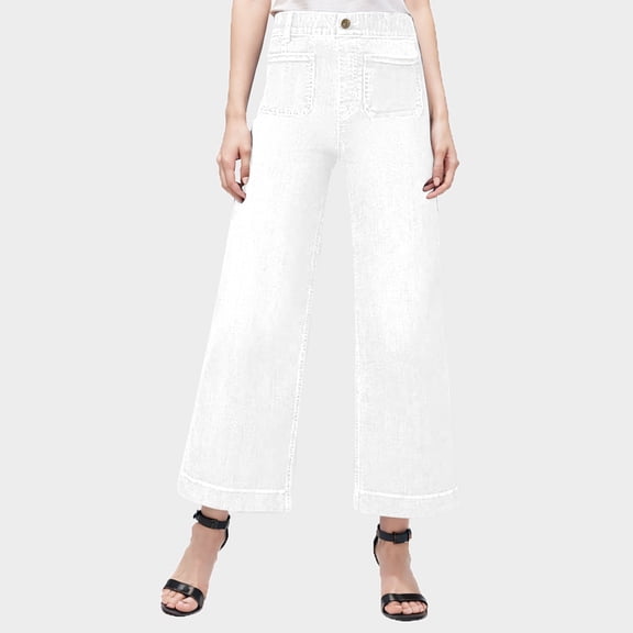 GaThRRgYP Womens JeansUnder $10, Women's Solid Color Casual Pocket Button Denim Pants