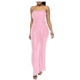 thumbnail image 1 of GaThRRgYP Plus Size Jumpsuits for Women Elegant,Women's Solid Color High-Waisted Sleeveless Off-The-Shoulder Sequin Slim Long Sequin Romper Pink M, 1 of 2