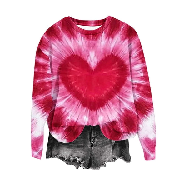 GaThRRgYP Plus Size Oversized Sweatshirt for Women,Fashion Womens Casual Long Sleeve Printing Round Neck Loose T-Shirt Blouse Hoodless Sweatshirts Top Hot Pink S