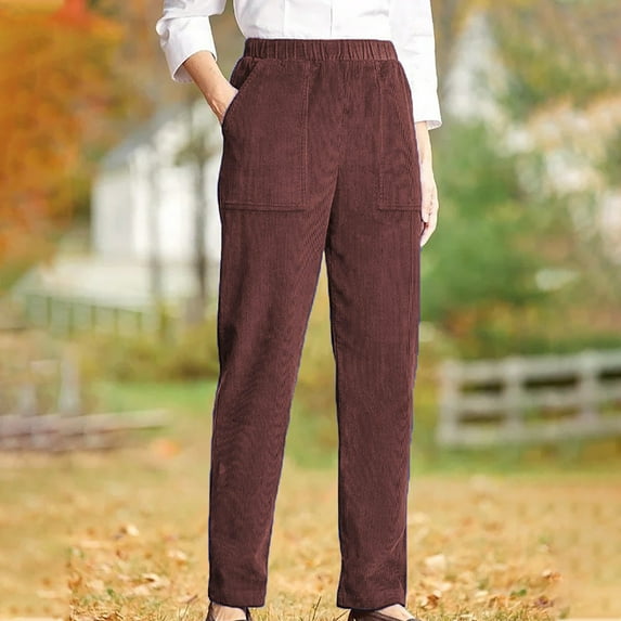 GaThRRgYP Pants for Women, Women's Solid Pocket Corduroy Pants