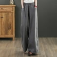 thumbnail image 1 of GaThRRgYP Plus Size Pants for Women,Women's Casual Loose Pants High Waist Solid Color Cotton Linen Side Drawstring Belt Wide Leg Pants, 1 of 6