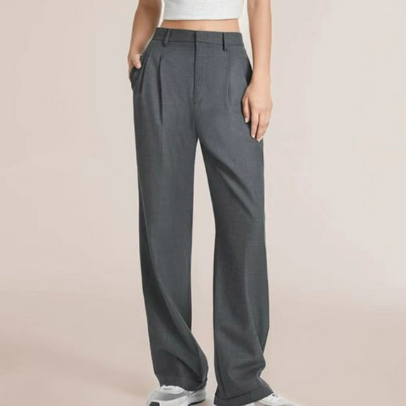 GaThRRgYP Plus Size Pants for Women,Women's Fashion High Waist Wide Leg Pants Solid Color Versatile Casual Suit Pants Clearance