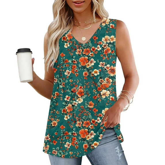 GaThRRgYP Plus Size T-shirts for Women V Neck Summer,Fashion Women's Spring/Summer Solid Color Casual V-neck Sleeveless Top Tank Top Multicolor XXL
