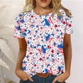 thumbnail image 1 of GaThRRgYP Plus Size Tops for Women,Plus Size Tunic Tops for Women Clothes,Women's Summer Casual Crewneck Short Sleeve T-Shirts Flag Print Fit Basic Tops Tees Blouses White S, 1 of 6