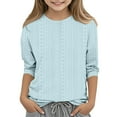 thumbnail image 1 of GaThRRgYP Plus Size Tops for Women,Womens Plus Size Tops under $5,Children's Solid Color 3/4 Sleeve Round Neck Tops/shirt Light Blue#1 7-8 Years, 1 of 5