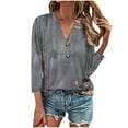 thumbnail image 1 of GaThRRgYP Plus Size Tops for Women,Womens Plus Size Tops Tunic Short Sleeve Shirts,Women's Tops Fashion Solid Button Shirt Female V-Neck Loose T-shirt Blouse Gray XL, 1 of 5