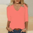 thumbnail image 1 of Black*Friday/Cyber*Monday Deals GaThRRgYP Spring Tops for Women 2025,Womens Blouses Plus Size,Women Vintage Lace Patchwork Bow V-Neck Three Quarter Blouses Top T-Shirt, 1 of 5
