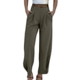thumbnail image 1 of GaThRRgYP Bell Bottoms for Women,Women High Waisted Work Pants Dressy Casual Straight Leg Elastic Waist Cropped Trousers Office Pants, 1 of 6