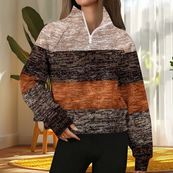 GaThRRgYP Plus Size Womens Sweatshirts and Hoodies,Women's Round Neck Printed Long Sleeve Hoodless Sweatshirts Leisure Loose Fashionable Top Khaki S