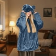 thumbnail image 1 of GaThRRgYP Plush Fleece Women's Fall Hoodie Sweatshirt Top,Flannel Hoodie with Eye Mask Travel Hoodie Sweatshirt for Adults Men and Women Sleep Tops Dark Blue XXXL, 1 of 7