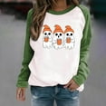thumbnail image 1 of GaThRRgYP Round Neck T Shirts,Women's Halloween Printed Round Neck Long Sleeved Oversized Sweatshirt Green L, 1 of 7