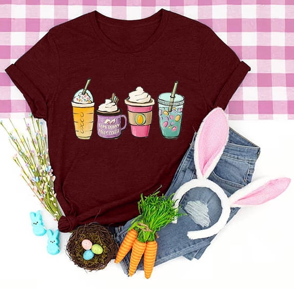 GaThRRgYP Off the Shoulder Tops for Women,Womens Blouses Plus Size,GaThRRgYP Women's Fashion Crewneck Printed Short Sleeve T-shirt Casual Loose Shirt Tops