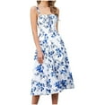 thumbnail image 1 of GaThRRgYP Sleeveless Women's Dress with Round Neck for Summer,Women's Casual Split Drawstring Dress with Straps Blue XL, 1 of 6