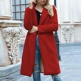 thumbnail image 1 of GaThRRgYP Solid Color Women Wool Blend Trench Coat,Women's Solid Color Pocket Woollen Coat Recreational Long Sleeve Red XL, 1 of 6