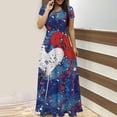 thumbnail image 1 of GaThRRgYP Spring Dresses for Women 2025,Independence Day Ladies Fashion Women Short Sleeve Round-Neck Dress Printed Long Dresses Pocket Blue XL, 1 of 5