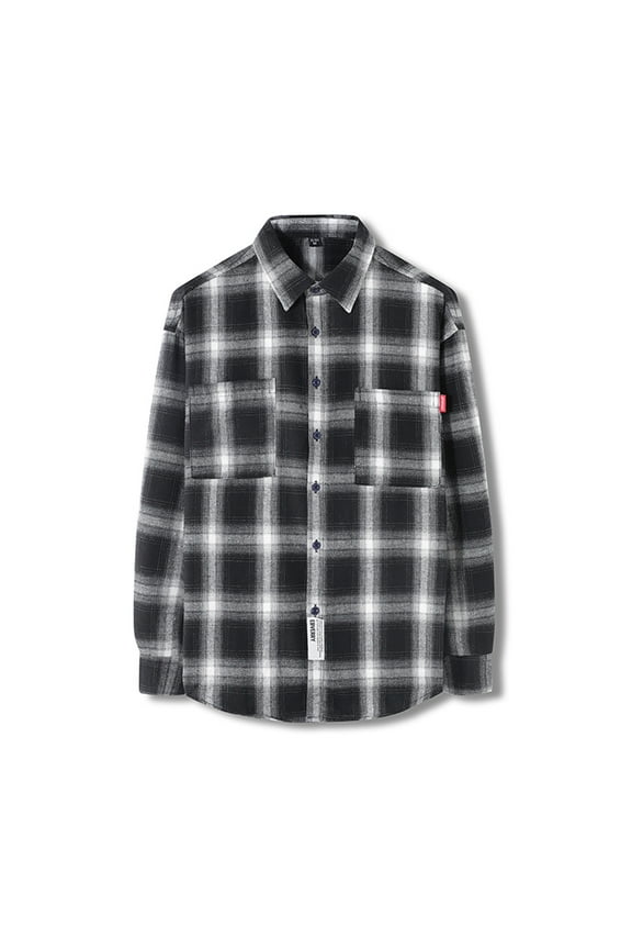 Black*Friday Clearance Items under $5 GaThRRgYP Tops for Men Trendy,Plus Size Mens Clothes,The New Men's Regular-Fit Long-Sleeve Plaid Flannel Shirt Fashion Casual