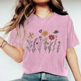 thumbnail image 1 of GaThRRgYP Spring Tops for Women 2025,Womens Dressy Tops Casual Shirts,Women Mother's Day Gift Mom Flower Print Short Sleeve Round Neck T-shirt Pattern Top Pink XXXL, 1 of 7