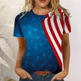 thumbnail image 1 of GaThRRgYP Spring Tops for Women,Womens Shirts Plus Size,Women's Summer Casual Crewneck Short Sleeve T-Shirts Flag Print Fit Basic Tops Tees Blouses Blue L, 1 of 6