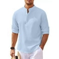 thumbnail image 1 of GaThRRgYP Spring Tops for Women,Mens Blouses Plus Size,Men's Casual Fall Long Sleeve Blouse V Neck Button Tops T-Shirt, 1 of 6