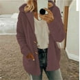 thumbnail image 1 of GaThRRgYP Stylish Autumn Ladies Warm Winter Jacket,Women Hooded Sweater Coat Winter Warm Wool Zipper Coat Long Sleeve Outwear Purple XXL, 1 of 6