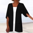thumbnail image 1 of GaThRRgYP Summer Cardigans for Women Lightweight,Womens Cardigans 3/4 Sleeve,Women's Casual Cotton and Linen Medium Sleeved Pocket Cardigan T-Shirt Top Black M, 1 of 6