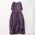 thumbnail image 1 of GaThRRgYP Summer Floral Print Dress Women,Elegant and and Linen Dress Purple XXL, 1 of 8