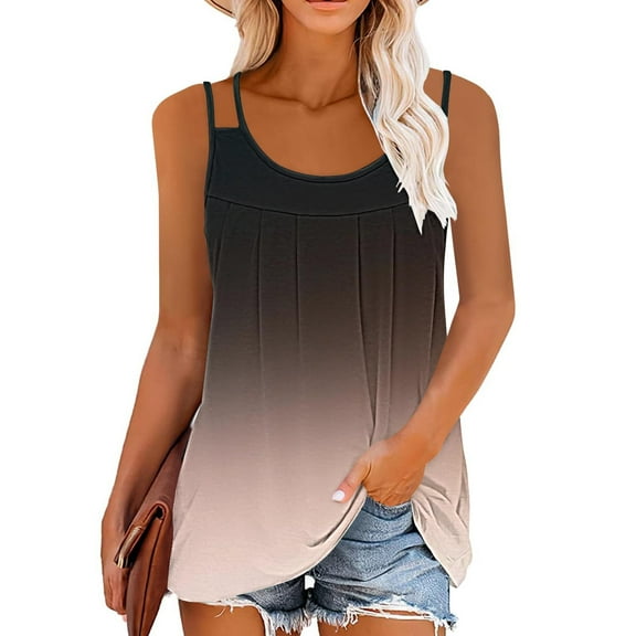 GaThRRgYP Summer Tank Tops for Women Round Neck,Fashion Women's Spring/Summer Casual Round Neck Sleeveless Top Tank Top Rose Gold S