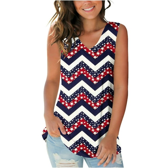 GaThRRgYP Summer Tops for Women,Summer Tops for Women 2025,Fashion Women Causal V-Neck Printing Blouse Sleeveless Elegant T-Shirt Summer Tank Tops White XL