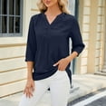 thumbnail image 1 of GaThRRgYP Summer Tops,Women's Tops Short Sleeve T Shirts Blouse,Women's Summer Solid Lace V-neck Bubble Short Sleeve Solid T-shirt Top, 1 of 4