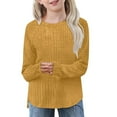 thumbnail image 1 of GaThRRgYP Summer Tops for Women,Plus Size Tops for Women Dressy,Children's Solid Color Long Sleeve Round Neck Tops Blouses Shirts Yellow#2 7 Years, 1 of 9