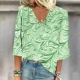thumbnail image 1 of GaThRRgYP Summer Tops for Women,Women's Long Sleeve Summer V Neck Sexy Casual Regular Printed Blouse Green M, 1 of 5