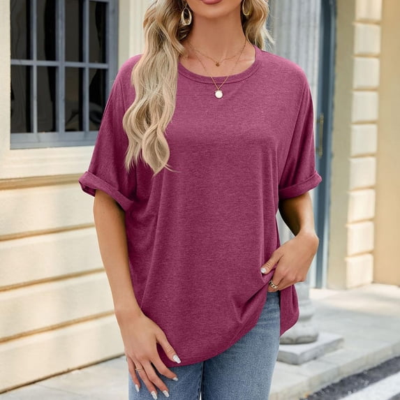 GaThRRgYP Summer Tops for Women,Womens Plus Size Tops Short Sleeve,Womens Fashion Print Tops Short Sleeve Out Blouse Funny Round Neck T-Shirt Tops