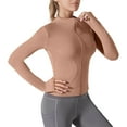 thumbnail image 1 of GaThRRgYP Sun-Protection Hoodies for Women, Long-sleeved Round-neck Zipper Yoga Sun-protective for Women Brown XXL, 1 of 5