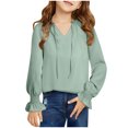 thumbnail image 1 of GaThRRgYP Sweatshirts for Women Plus Size,Girls V-neck Long-sleeved Tops Shirts Kids Loose Tunic Tops Aged 3-14 Years Mint Green 5 Years, 1 of 6