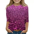 thumbnail image 1 of GaThRRgYP Toddler Boys Girls Long Sleeve Shirts,Blouse for Women under $10,Men's and Women's Shiny Printed Quarter Sleeve Round Neck Children's Top Pullover Base Shirt Purple#3 3 Years, 1 of 5