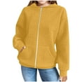 thumbnail image 1 of GaThRRgYP Toddler Girls Holiday Crewneck Sweatshirt,Solid Color Children Hooded Top Girls Long Sleeved Sweatshirt Round Neck Zipper Top Yellow 150, 1 of 6