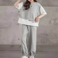 thumbnail image 1 of GaThRRgYP Toddler Girls Outfit Sets,Spring and Summer Cute Solid Girls Short Sleeve Comfy Round-Neck Blouses and Pants Gray 150, 1 of 9
