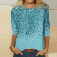 thumbnail image 1 of GaThRRgYP Spring Tops for Women,Womens Blouses Plus Size,Women's Loose Mid-Length 3/4 Sleeve Bright Glitter Printed Round Neck Top T-Shirt Mint Green M, 1 of 5