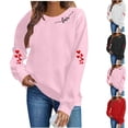 thumbnail image 1 of GaThRRgYP Tops for Women Crew Neck Long Sleeve,Women's Valentine's Day Printed Long Sleeved Round Neck Sweatshirt Fashionable and Casual Hooded Sweatshirt Top Black L, 1 of 6