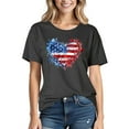 thumbnail image 1 of GaThRRgYP Tops for Women 2026,Ladies' Independence Day Printed Short Sleeved T-shirt Top Black S, 1 of 3