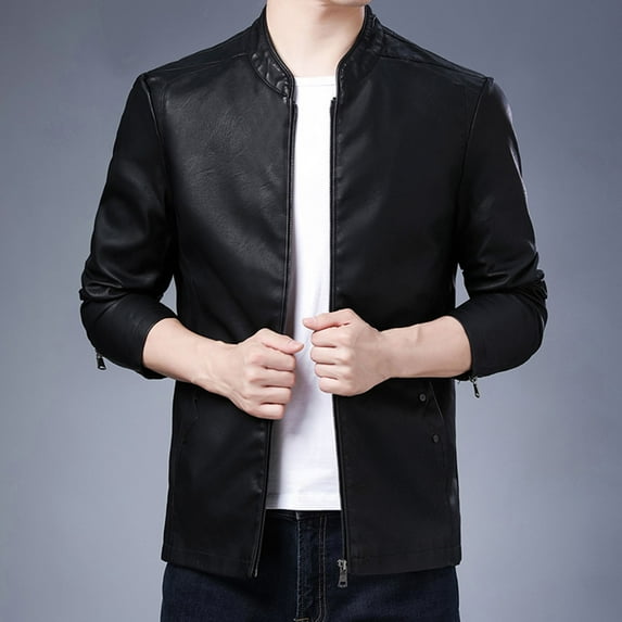 Black*Friday Deals Clothes under $5 GaThRRgYP Tops for Women Trendy,Mens Summer Tops Plus Size,Men's Fashion Men's Leather Motorcycle Jackets Casual Tops Coats Black XXXXL