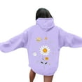 thumbnail image 1 of GaThRRgYP Transitional Women's Sweatshirt Lightweight,Women's Casual Printed Round Neck Long Sleeved Loose Hooded Sweatshirts Purple M, 1 of 5