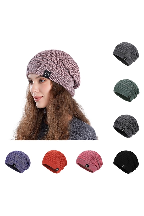 Warm Knit Hat for Ladies in Winter,Winter Fleece Warm Ear-protecting Pullover Hat Women's Pile Hat Fashionable and Versatile Knitted Woolen Hat Purple Free Size